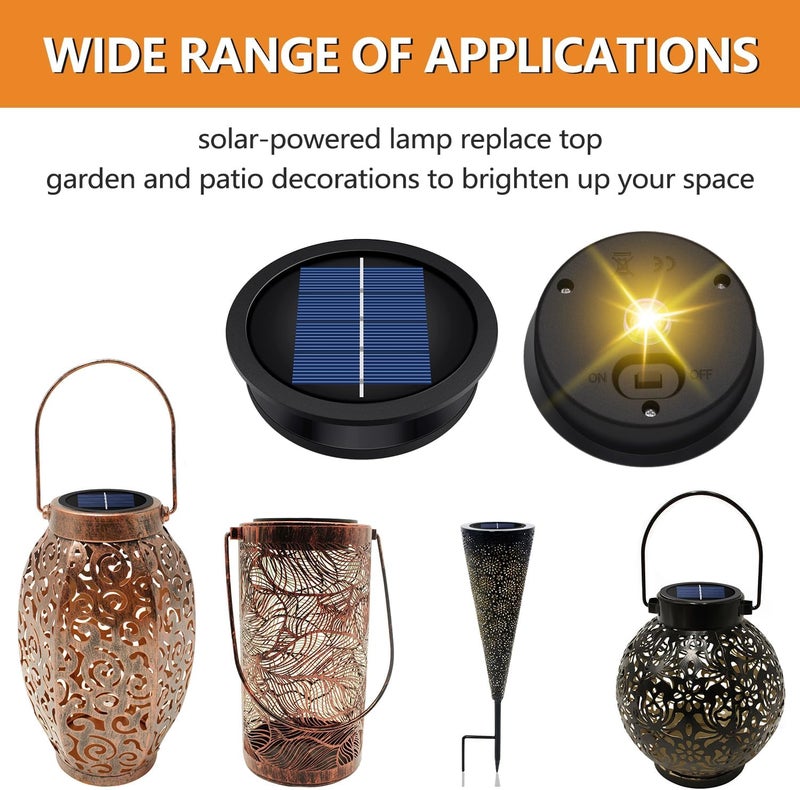 X-PREK 2 Pack Replacement Solar Light Parts(Top Size 3.2 inches, Bottom Size 2.9 inches),7 Lumens Warm White LED Waterproof Solar Light Replacement Top Kit for Outdoor DIY Hanging Lanterns - Image 3